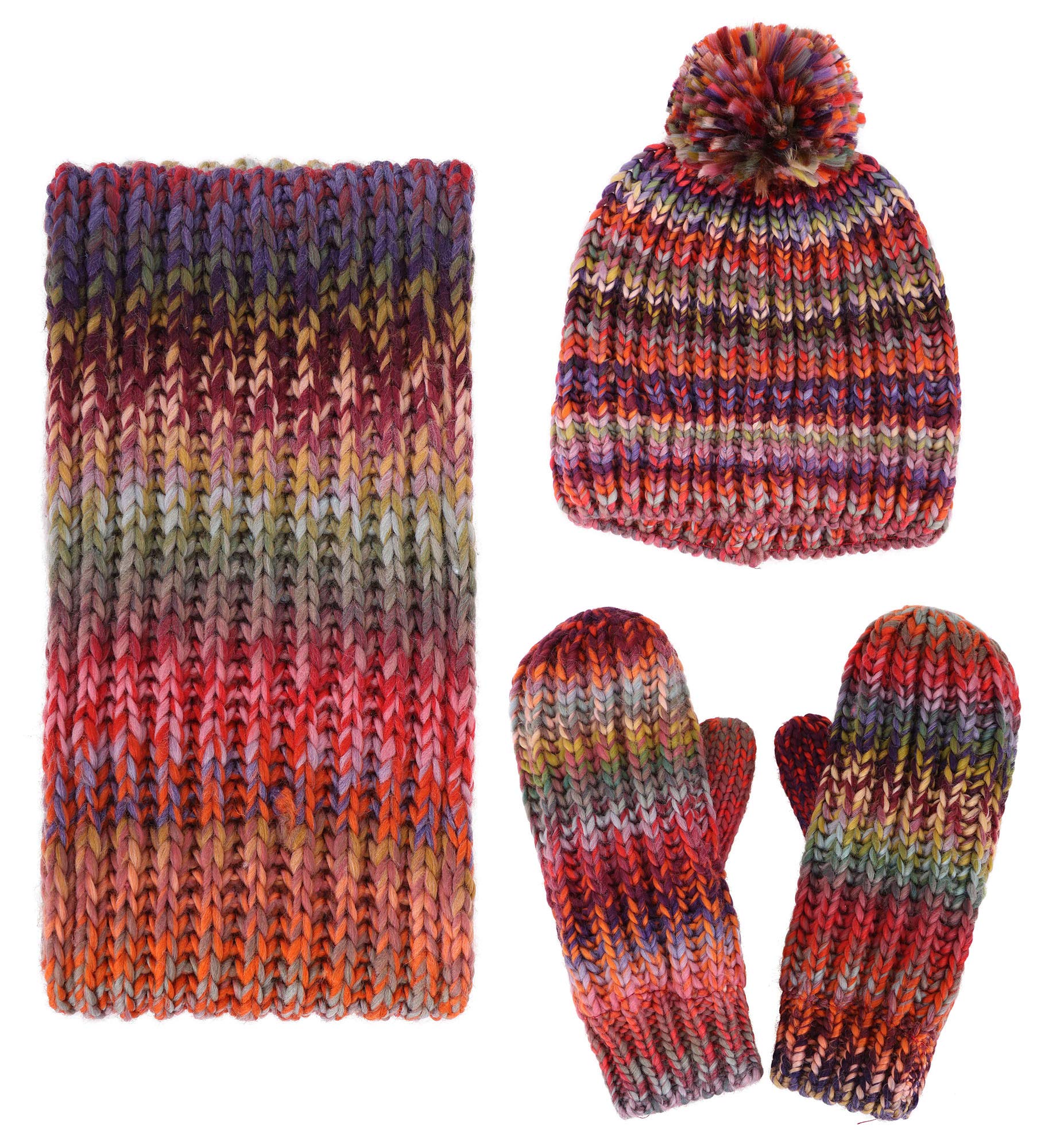 Andorra 3 in 1 Women Soft Warm Thick Cable Knitted Hat Scarf & Gloves Winter Set Andorra 3 in 1 Women Soft Warm Thick Cable Knitted Hat Scarf & Gloves Winter Set