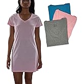 Sexy Basics Women's 100% Cotton Soft Sleep Shirt | Nightwear V-Neck Top | Multi Packs & Colors