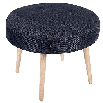 Decostyle PU Foam Gyra Stool with Solid Wood Legs for Living Room/Bed Room