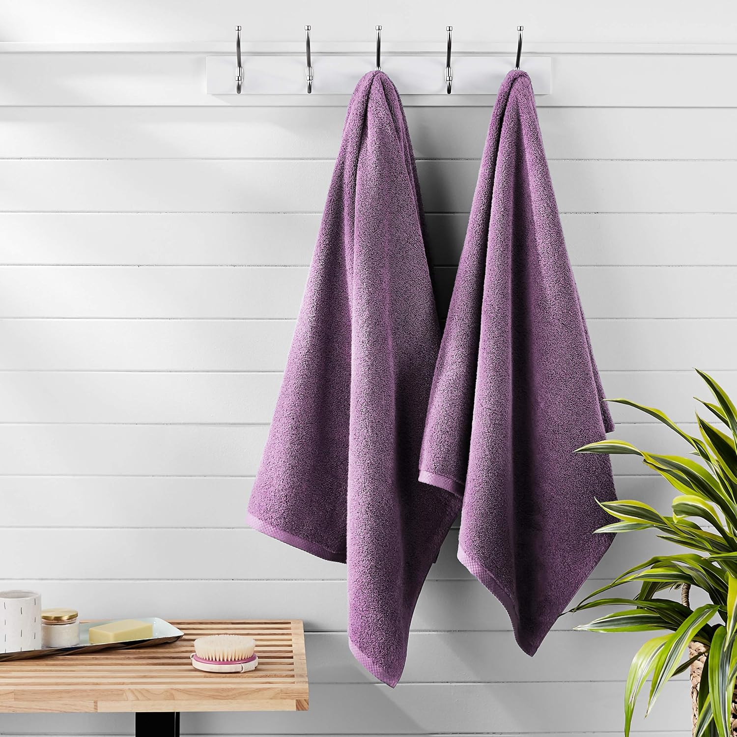Basics Quick-Dry, Luxurious, Soft, 100% Cotton Towels, Lavender - Set of 2 Bath Towels: Home & Kitchen