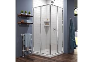 DreamLine Cornerview 36 in. D x 36 in. W x 74 3/4 in. H Framed Sliding Shower Enclosure in Chrome with White Acrylic Base Kit, DL-6710-01