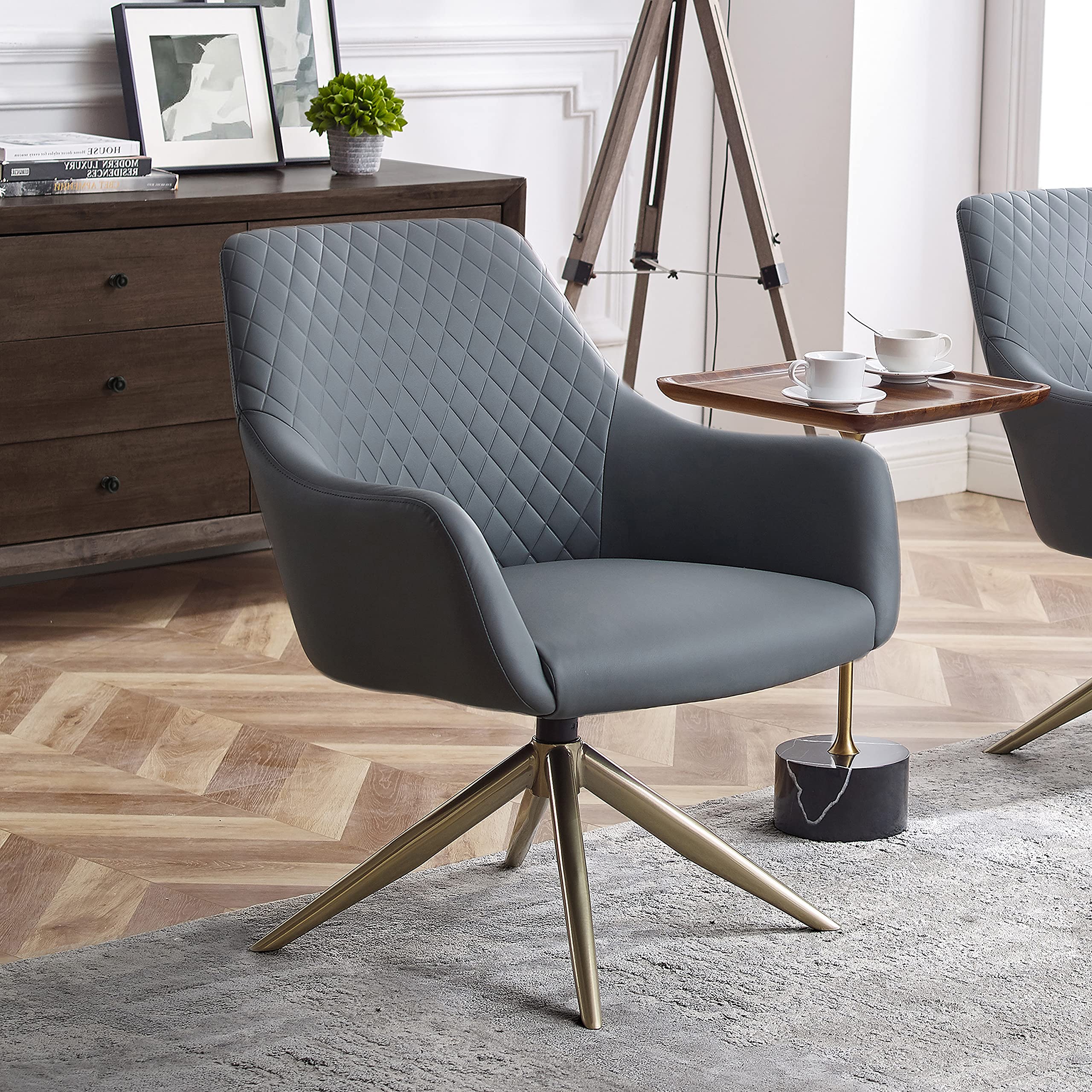 Buy Art Leon Modern Upholstered Swivel Accent Chair with Arms for Small