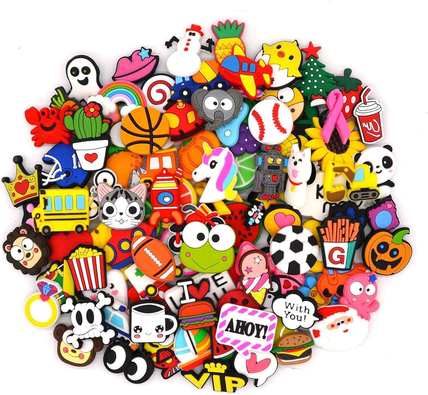100 Piece PVC Shoe Charms Fits Crocs & Jibbitz Band Bracelets Amazon