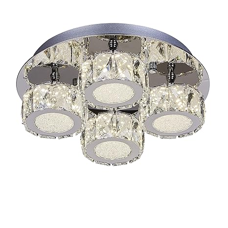 Aurolite Polo Modern Led Dimmable Crystal Semi Flush Ceiling 32w