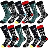 Puyawen 12 Pairs Funny Math Socks Science Socks Novelty Christmas Sock Math Teacher Crew Sock for Men Women Graduation Gift Christmas Accessories, 4 Styles