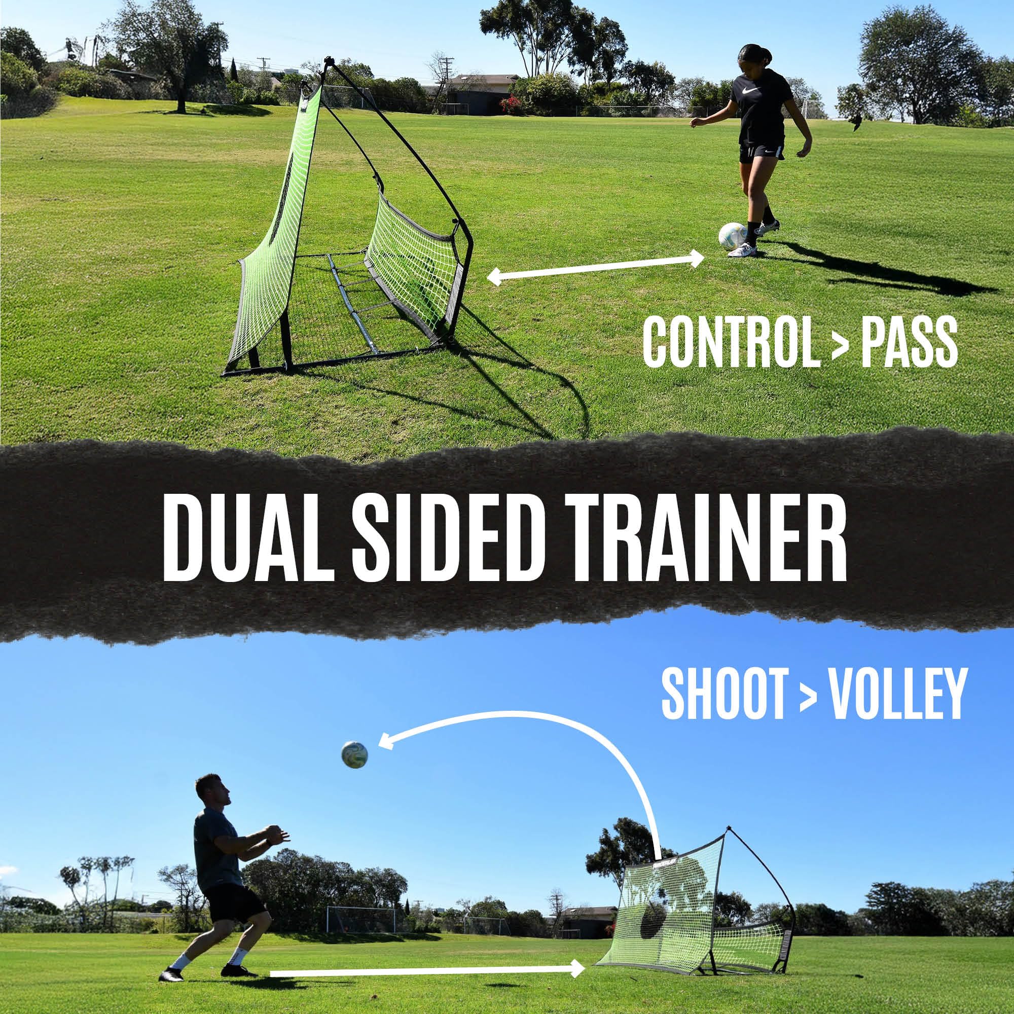QUICKPLAY TEKKERS Rebounder Für Fußball Professioneller Fußball Rebounder - Tragbare Trainingswand 200x120 cm - 2 in 1 Netz System für Passspiel & Techniktraining 3