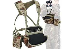 Wild Cedar Binocular Harness Chest Pack with Rangefinder Pouch, Bino Harness with Rain Cover for Bird Watching, Hunting, Hiki