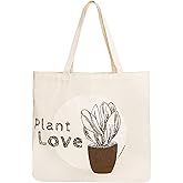 Canvas Tote Bag, Animal Design, Heavy Duty Gusseted, 100% Natural Cotton, for Shopping, Grocery, Laptop (T-LOVE)
