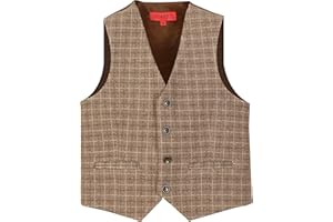 Gioberti Boy's Tweed Plaid Formal Suit Vest