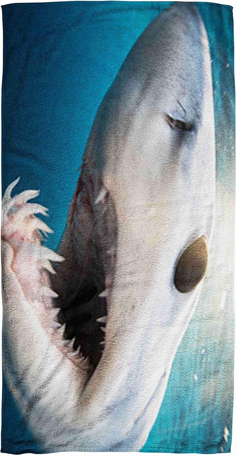 Bisead 30×60 Inch Beach Towel,Shark Diving Sea Coast Cabo San a Mako Lucas,Mexico,Large Absorbent Quick Dry,Brown Pink