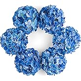 DuHouse Artificial Hydrangea Silk Flower Heads with Stem Fake Royal Blue Hydrangea Flowers for Wedding Home Garden Centerpiece Pack of 6(Royal Blue)