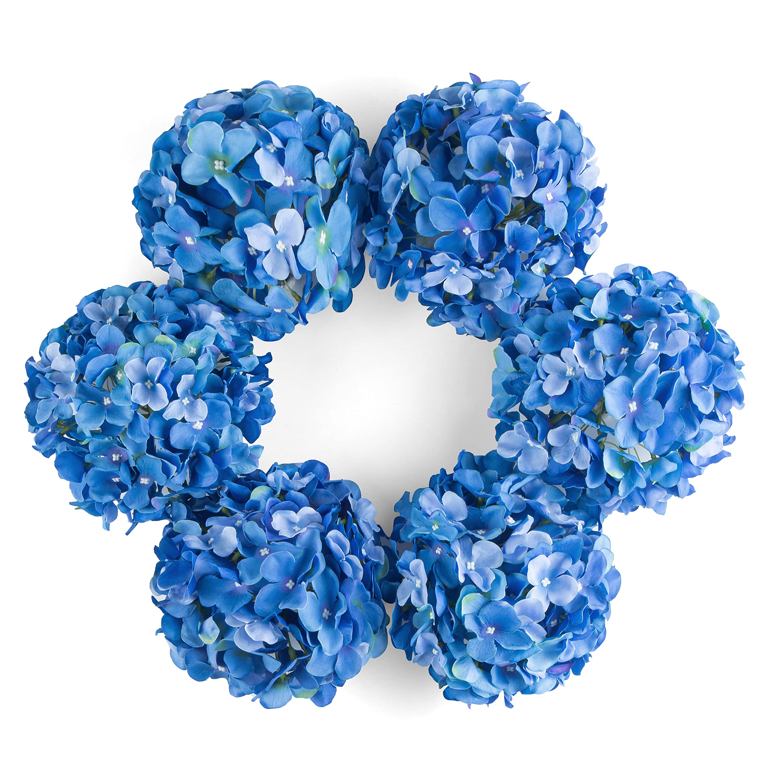 DuHouse Artificial Bigger Silk Hydrangea Flower Heads with Stem Realistic Fake Hydrangea Flower Bouquets for Wedding Home Party Garden Centerpiece Pack of 6(Royal Blue) — image 1