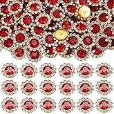 160 Pcs 12MM Sew on Rhinestones Crystals Glass Metal Base Sewing Flower Claw Rhinestones for Clothes Shoes Earring Belt Crafts Sewing Accessories(Red)