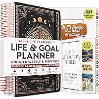 Manifestation Planner - Undated Deluxe Weekly & Monthly Life Planner to Achieve Your Goals. A 12 Month Journey to Increase Pr