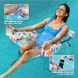 Sloosh Inflatable Pool Float Hammock Chairs 2 Pack Flower Pattern view 4