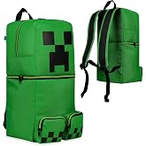Minecraft Children's Backpacks for Boys Creeper Green Rucksack 50 x 21cm Zipped Pockets Adjustable Straps Kids Backpack Travel Sports Gamer Gifts for Boys