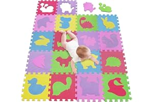 meiqicool mat, Puzzle Play Mat,Interlocking Puzzle Pieces Promote Visual Sensory Development,Soft Baby Floor Mat,18 Tiles wit