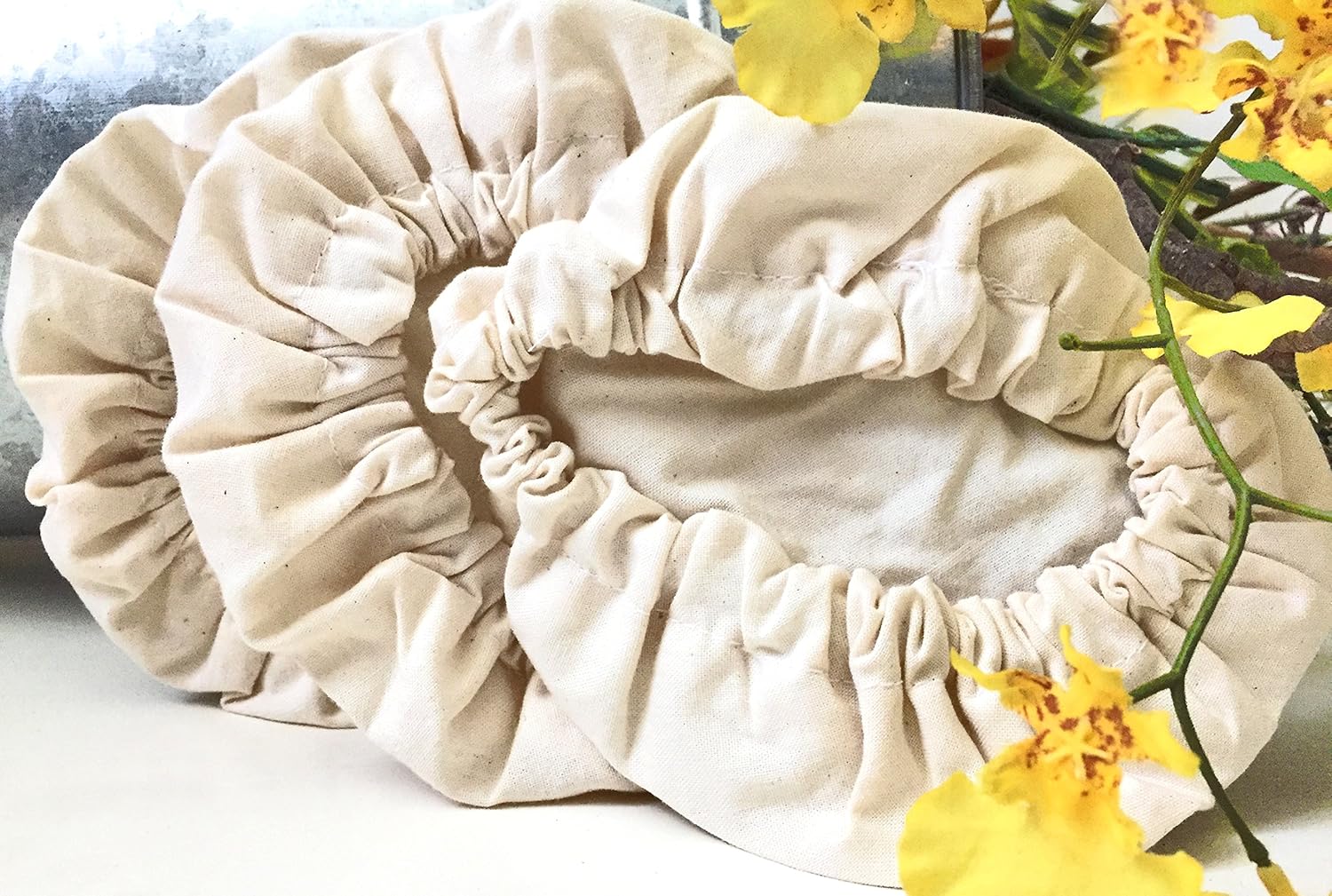 Elastic Cloth Jar Covers Set of 3 Unbleached & ChemicalFree Cotton (XL