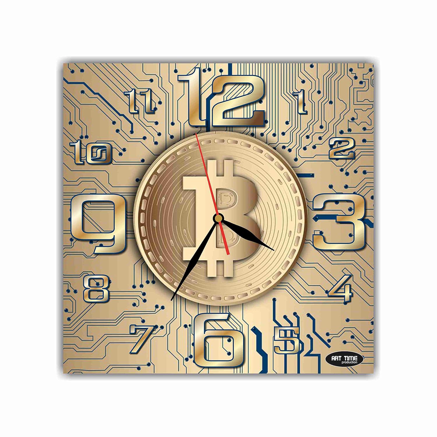 ART TIME PRODUCTION Bitcoin 11’’ Handmade Wall Clock - Get Unique décor for Home or Office – Best Gift Ideas for Kids, Friends, Parents and Your Soul Mates