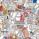 BEATRI Baseball Stickers Waterproof Vinyl 50Pcs for Water Bottle, Laptop, Phone & Travel Gear | Non-Repeating Decals, High-Definition Print Baseball Sport Gifts Decorations Party Favors for Teens Boy