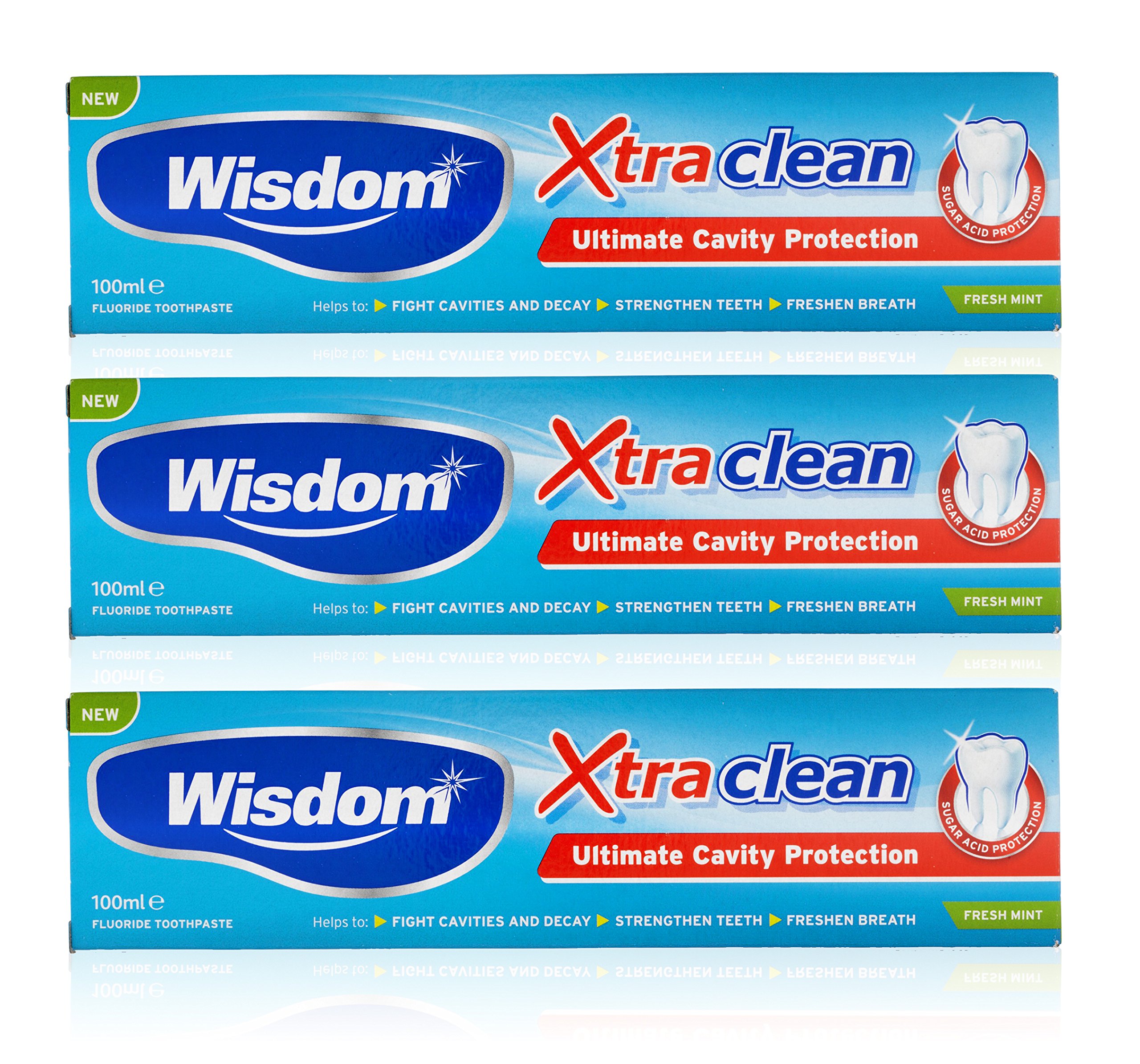 3X Wisdom Xtra Clean Fluoride Toothpaste Fresh Mint 100ml