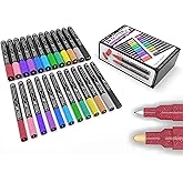 Acrylic Paint Markers Paint Pens Special Colors Set Extra Fine And Medium Tip Combo For Rock Painting, Canvas, Fabric, Glass, Mugs, Wood, Ceramics, Plastic, Multi-Surface. Non Toxic, (GLITTER)