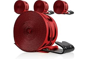 US Cargo Control Winch Straps 4" x 30' (4-Pack), 5,400 LBS Working Load Limit, Heavy Duty Flatbed Tie Downs with Flat Hooks, Red 4 Inch Straps for Flatbed Trailer, Truck, and Cargo Securement