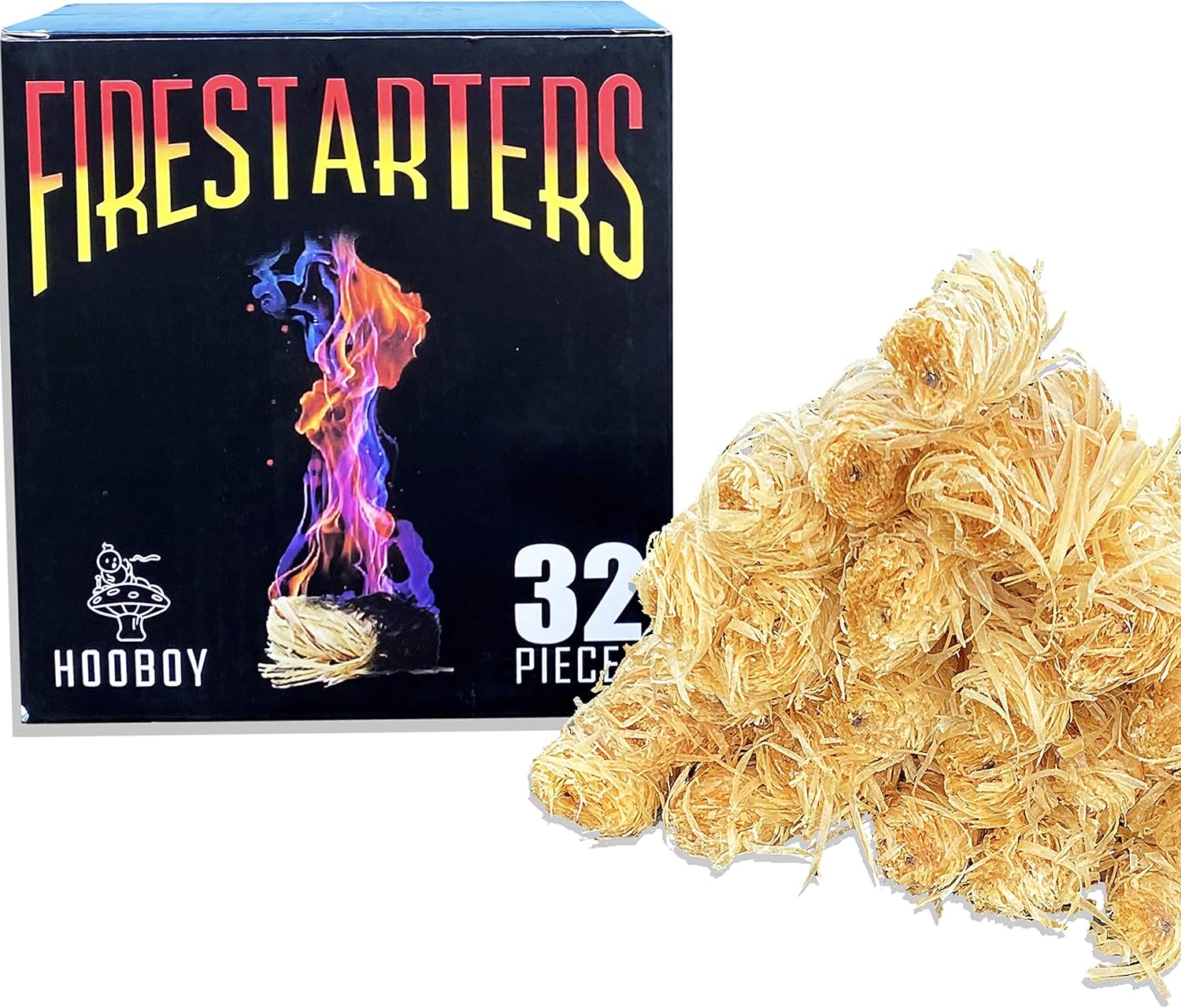 HOOBOY Natural Fire Starter, Charcoal Starter for BBQ Grill, Wood Stove, Fast Lighting 32 Pieces, Camping Fire Starters, Chimney Starter, Fireplace Starter : Garden & Outdoor