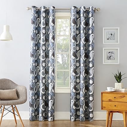 No 918 Intersect Grommet Woven Print Window Curtain Panel Machine