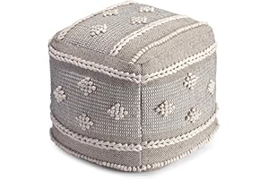 Anji Mountain 100% Handmade & Handcrafted Comfortable Home Décor Pouf Ottoman Footrest for Living Room, Bedroom, Nursery, Kidsroom, Patio Furniture - (20" x 20" x 20"- Black,Ivory)