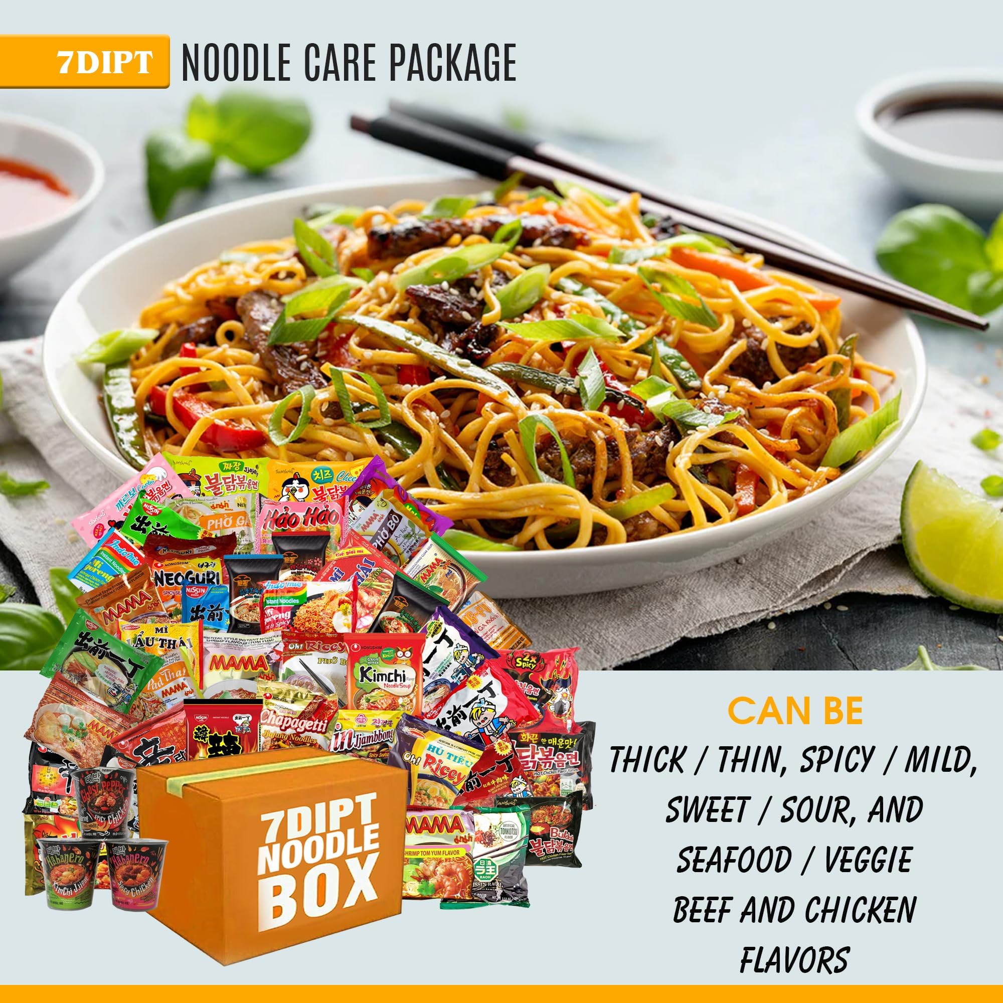 Assorted Ramen Variety Bundle. Instant Noodle Box includes Free Fortune Cookie & Free Chopsticks - Nong Shim, Nissin, Samyang, Mama, Acecook, Kung-Fu, Ottogi with Extra Mix Brands. (Spicy Cups, Bowls, Bags (10 pack))