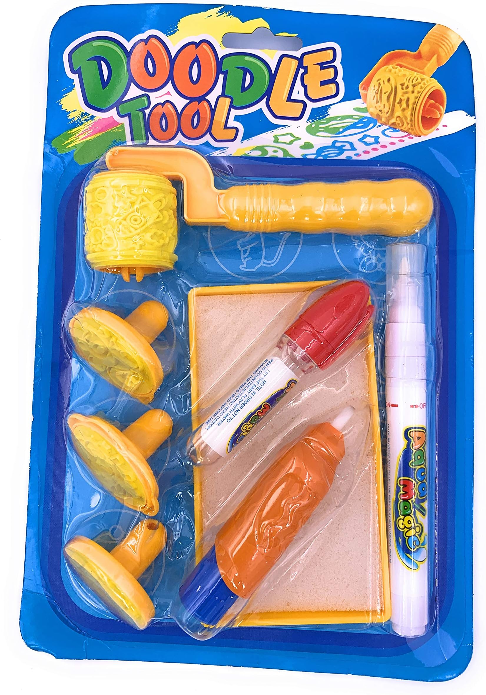 xcivi Aqua Water Doodle Pens Stamps and Roller Stencils Accessory for Aqua Water Doodle Painting Drawing Mat Board (Yellow)