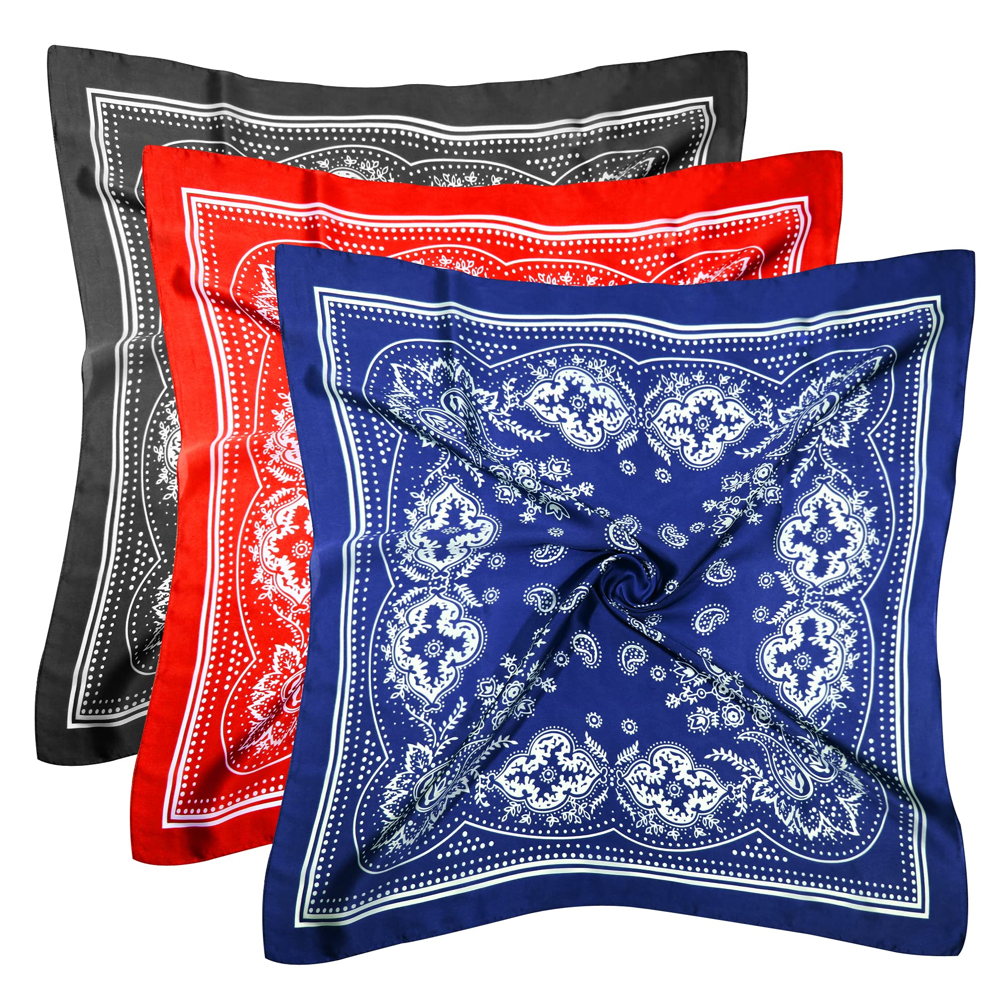 3Pcs Satin Hair Scarves Silk Bandana 35 main image 2