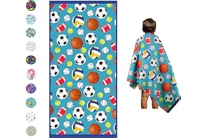 DASHN PRODUCTS Microfiber Beach Towel for Kids - Thin and Large (30"x60") - Sports Balls - Absorbent, quick dry, sand free, lightweight, blanket - toddler, girls, boys - For Pool, Picnic, Camping, Travel, Swim