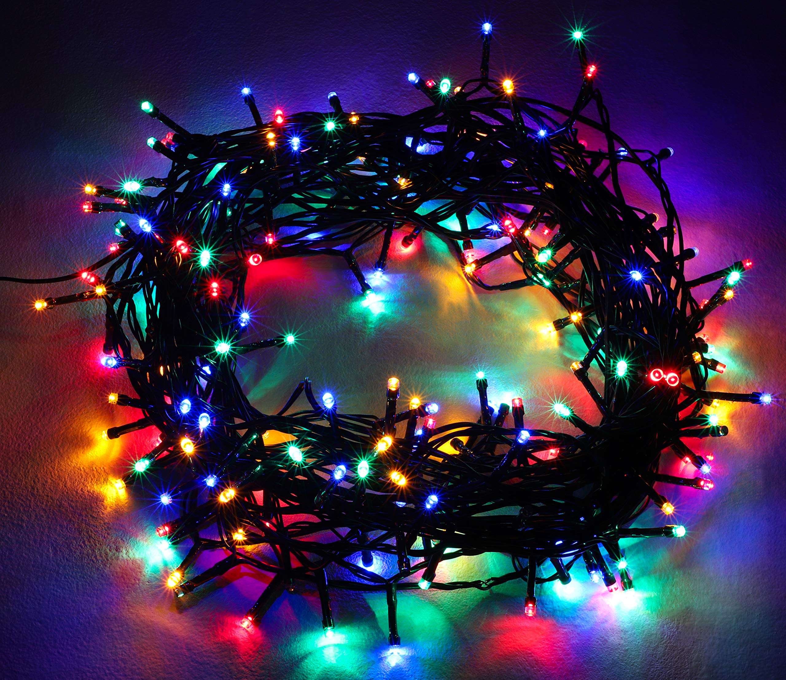 Christmas Concepts® 200 Multi Coloured Super Bright LED 8 Multi Function Energy Saving Indoor/Outdoor Long Lasting Christmas Fairy String Lights Energy Class A+++ 19.9m (65.3ft) Lit Length