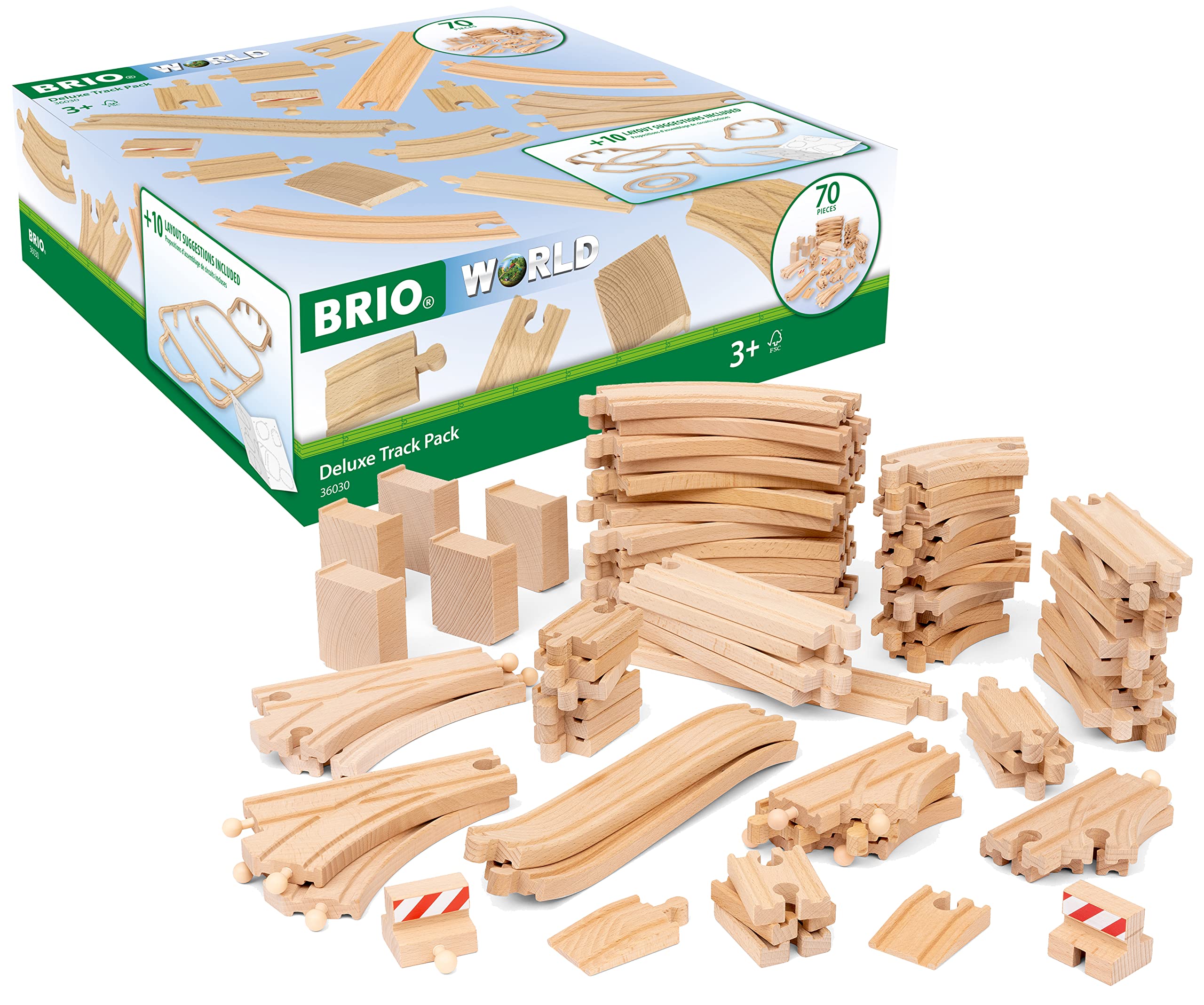BRIO World Deluxe Train Track Pack Kids Age 3 Years Up - Wooden Railway Accessories and Add Ons