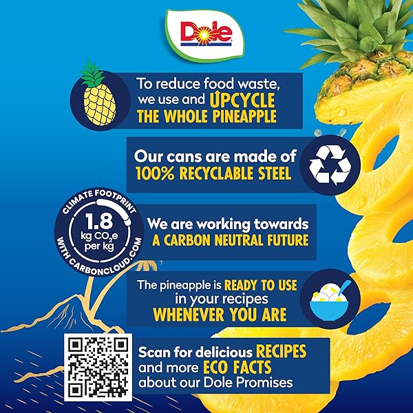 DOLE CANNED FRUIT, TROPICAL GOLD PINEAPPLE SLICES IN 100% PINEAPPLE JUICE, GLUTEN FREE, PANTRY STAPLES, NO SUGAR ADDED, 15.25 OZ