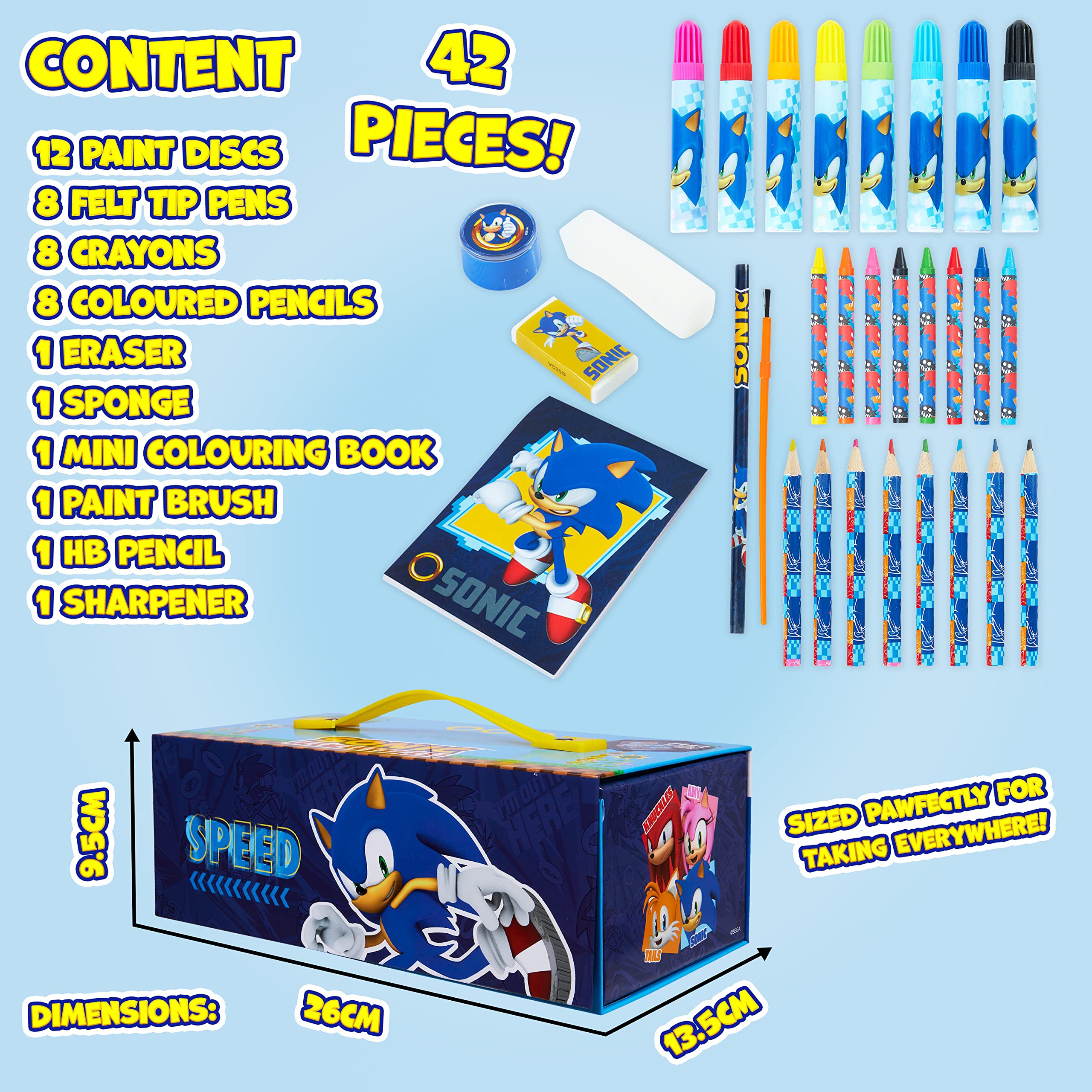 SONIC THE HEDGEHOG Colored Pencils Art Supplies Kids Drawing Kit School Supplies Set Coloring Painting Drawing Pencils Crayons Gifts for Boys