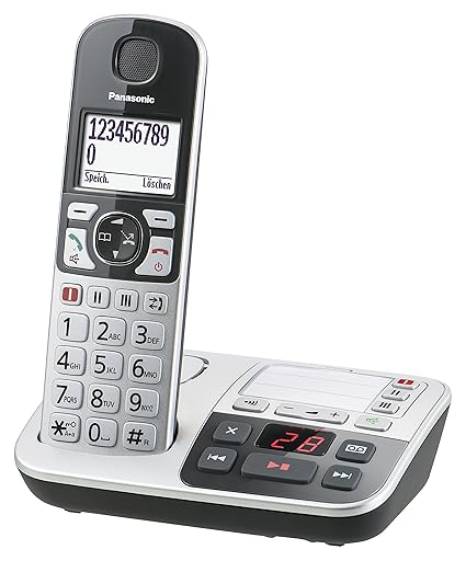 Panasonic KX-TGE520GS Seniorentelefon mit Anrufbeantworter, Notruftaste, Großtastentelefon, schnurlos, schwarz-silber