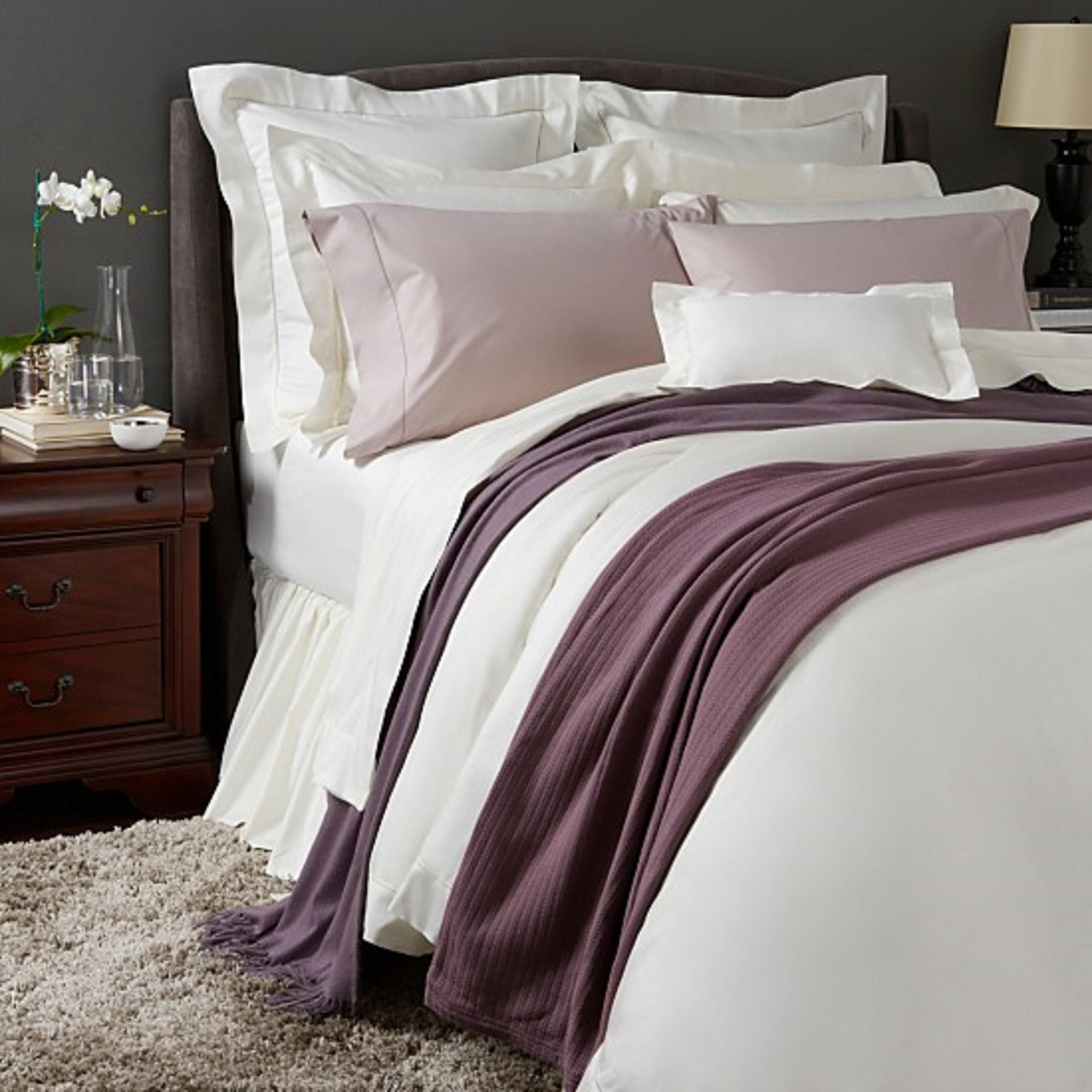 Sferra Celeste Ivory Queen Duvet Cover Set Solid 100% Egyptian Cotton Percale Italy