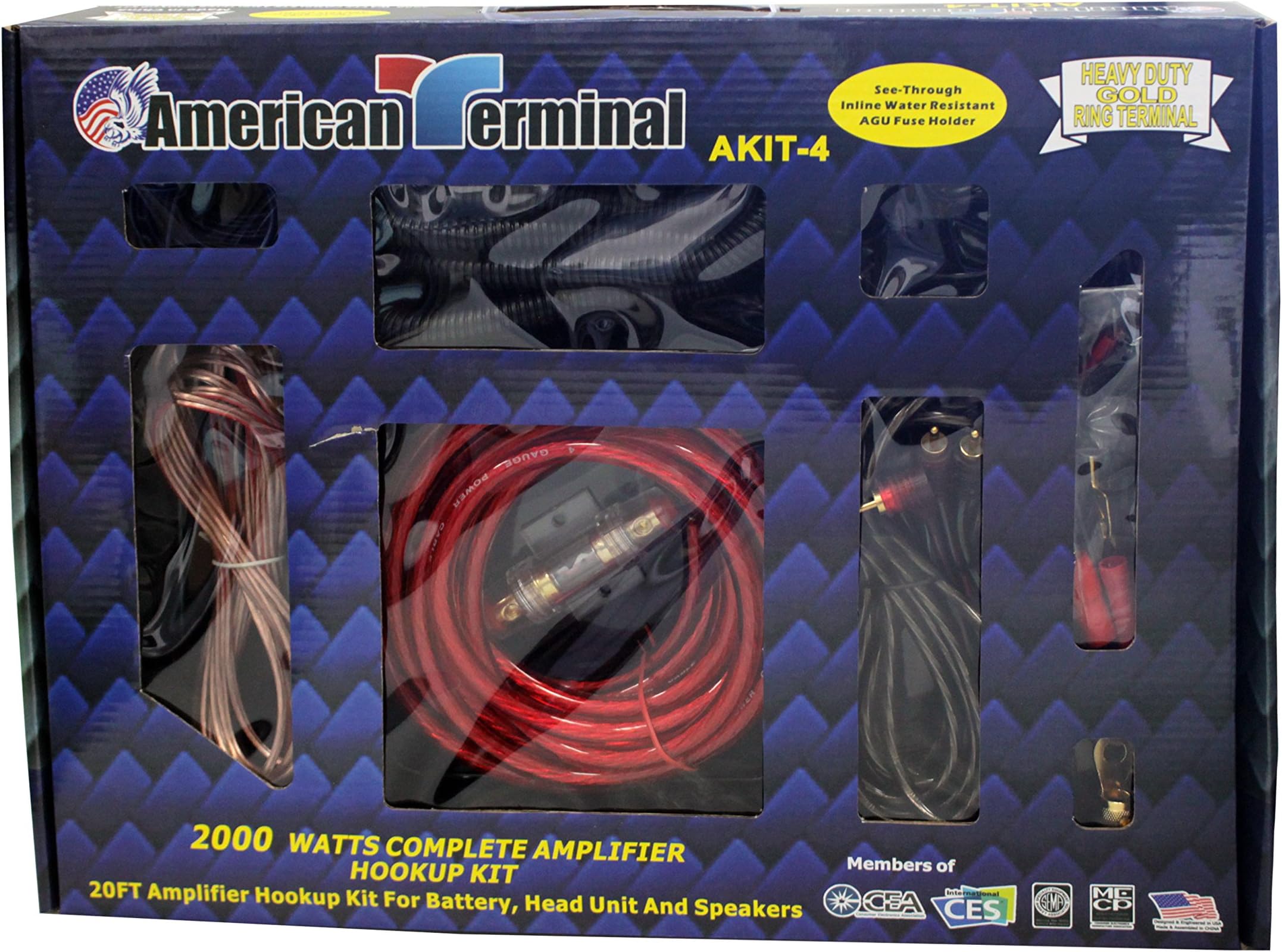 AKIT-4 4 Gauge 2000W P.M.P.O Complete Amplifier Hookup Kit