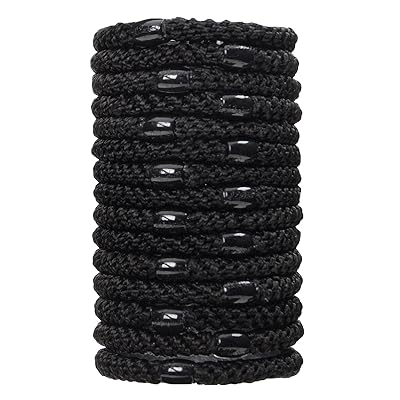 L. Erickson Grab &amp;amp; Go Ponytail Holders, Black, Set of Fifteen - Exceptionally Secure with Gentle Hold
