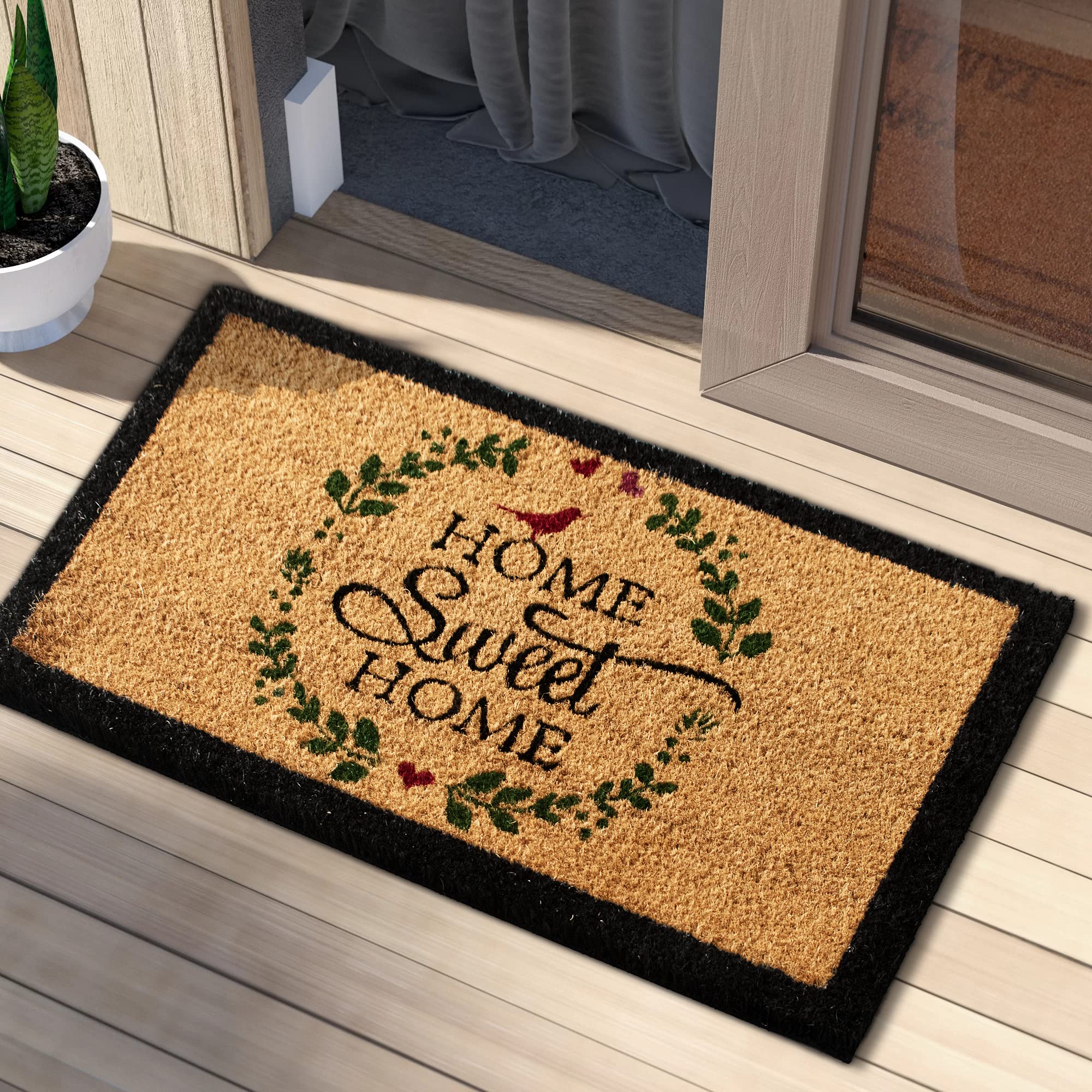 LuxUrux Welcome Mats Outdoor Coco Coir Doormat, with Heavy-Duty PVC Backing - Natural - Perfect Color/Sizing for Outdoor/Indoor uses. (17 x 36) Image