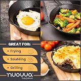 nuovva Pre-Seasoned Cast Iron Skillet 10in Frying Pan Oven Safe Black view 7