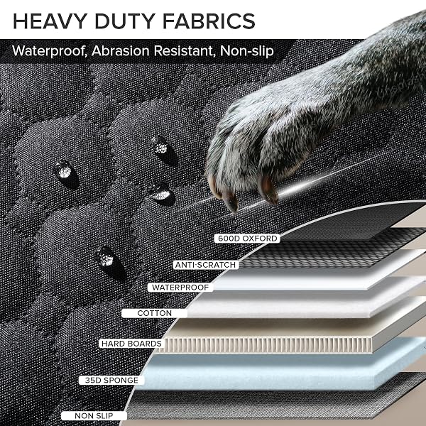 SHARLOVY XL TRUCK BACK SEAT EXTENDER FOR DOGS, LARGE HARD BOTTOM DOG CAR SEAT COVER FOR BACK SEAT, HEAVY DUTY DOG CAR HAMMOCK, WATERPROOF PET SEAT COVERS FOR TRUCKS, F150, RAM1500 AND LARGE SUV