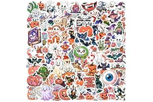 tgosomt 100 Pcs Holographic Halloween Stickers, Non-Repeating Vinyl Waterproof Holiday Party Stickers, Party Favors Gifts Halloween Decorations Party Supplies