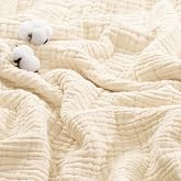 Exclusivo Mezcla 100% Cotton 6-Layer Muslin Blanket Queen, Ivory | Lightweight, Breathable Gauze Muslin Blanket for Adults, Soft and Cozy Bedspread Coverlet for Bed Home Decor, 90x90 Inches