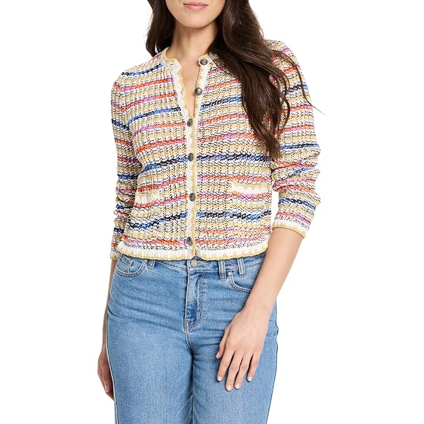 NIC+ZOE Womens Block Party Sweater - Color Block Pullover, Midweight Soft, Round Neck, Hip Length