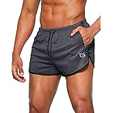 G Gradual Men's Running Shorts 3 Inch Quick Dry Gym Athletic Jogging Shorts with Zipper Pockets