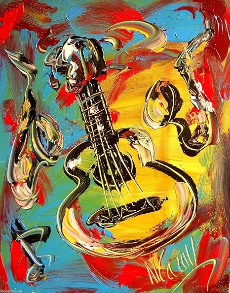 Amazon Co Jp 24インチ Guitar オリジナル絵画アートワーク ニューヨーク風景 ワイン 静物 ライフ 都市景観 木 音楽 ジャズハート ポップアート モダン コンテンポラリー ギャラリー 壁装飾 キャンバス 抽象アート アーティストマーク カザフ すぐに飾れるパレット